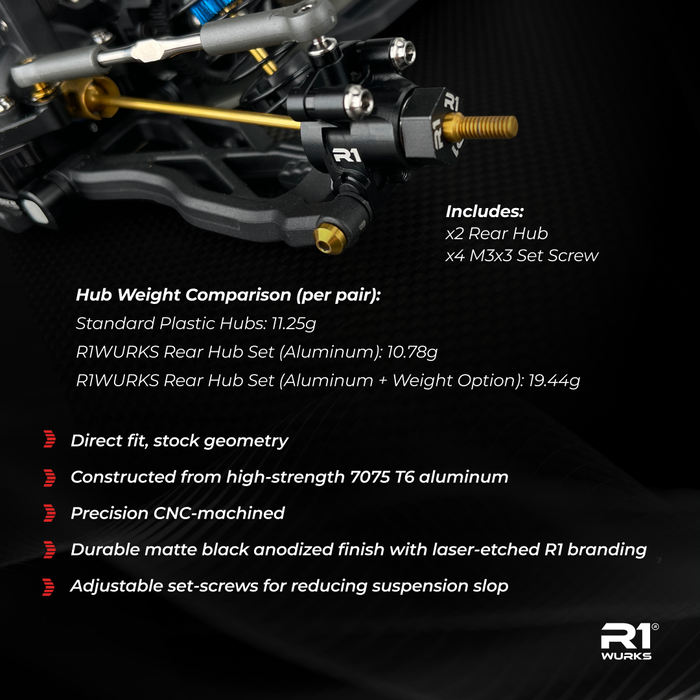 900101 R1 WURKS (B7 Series) Rear Hub Set, Aluminum