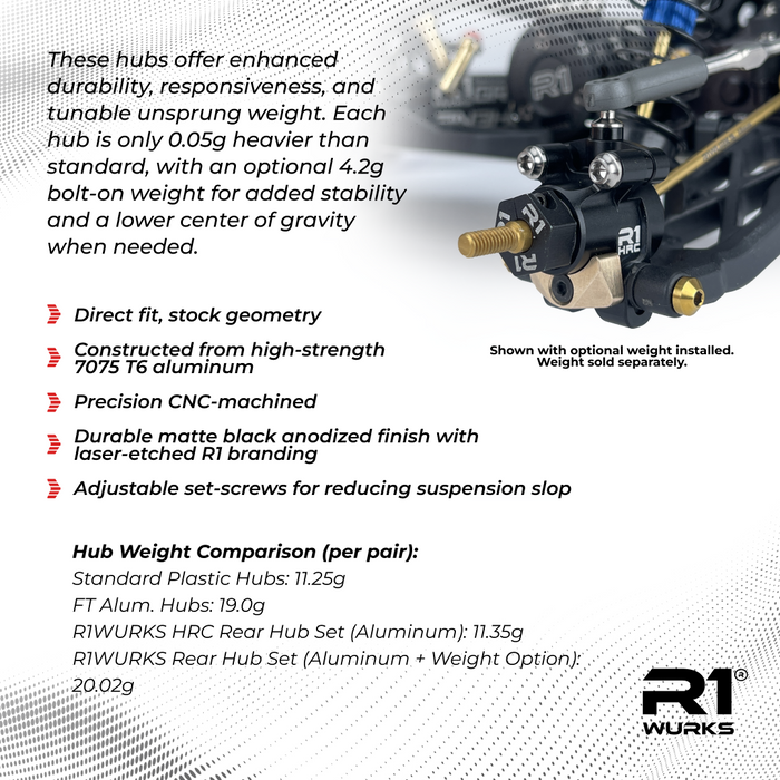 900102 R1 WURKS (B7 Series) Rear Hub Set, HRC, Aluminum