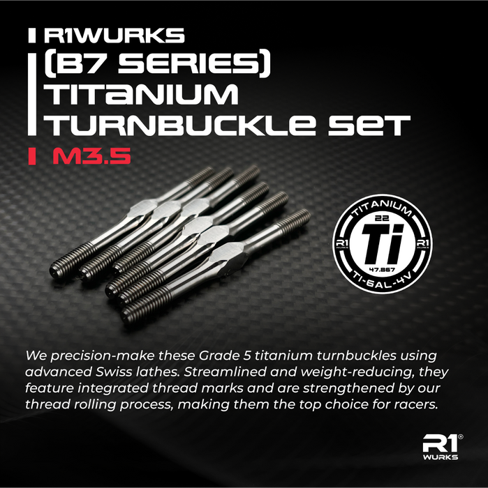 900105 R1 WURKS (B7 Series) Titanium Turnbuckle Set, M3.5 Natural