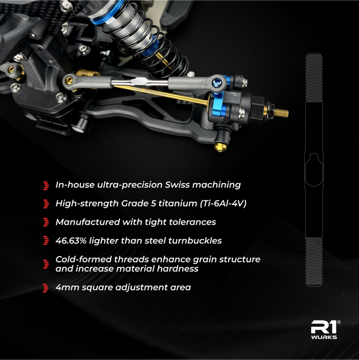 900105 R1 WURKS (B7 Series) Titanium Turnbuckle Set, M3.5 Natural
