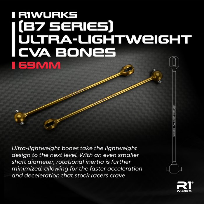 R1 WURKS Team Associated B7 Series Ultra-Lightweight HD CVA Bones, 69mm