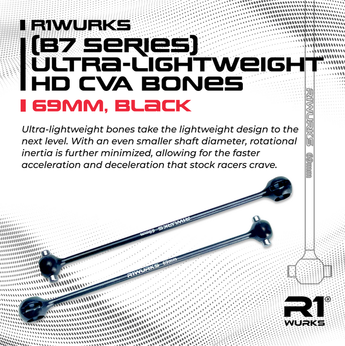 900066B R1 WURKS (B7 Series) Ultra-Lightweight HD CVA Bones, 69mm, Black