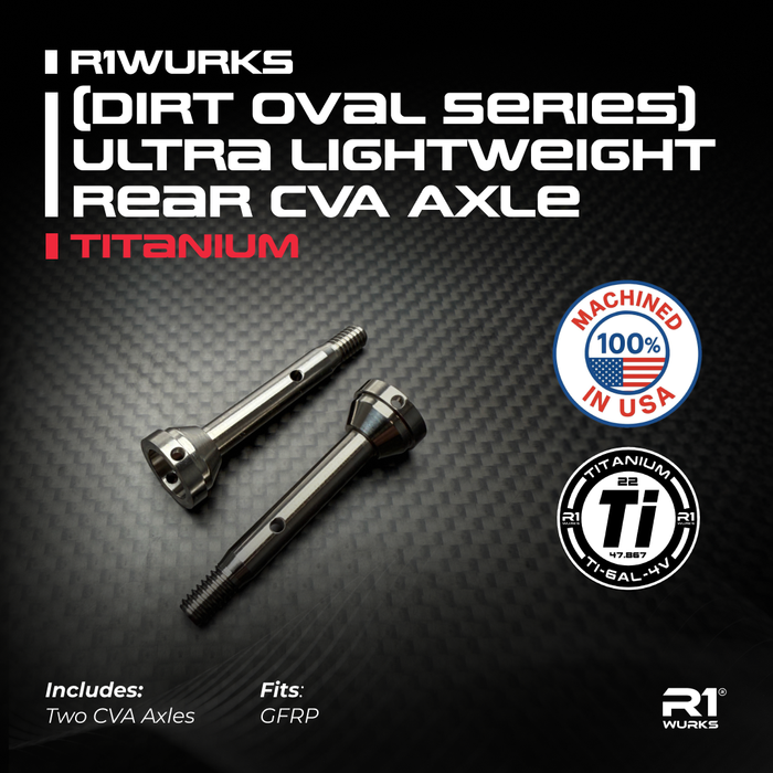 900172 R1WURKS (Dirt Oval Series) Ultra Lightweight Rear CVA Axle, Titanium