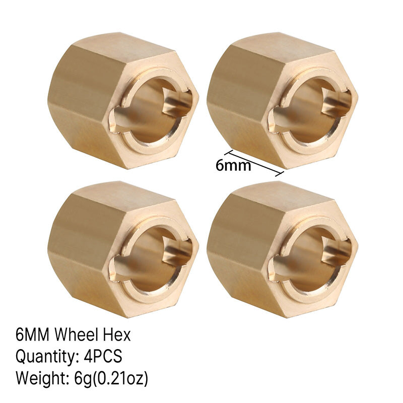 INJORA 7mm Brass Wheel Hex Hub Extenders For FMS FCX24 FCX18 (FCX24-07)