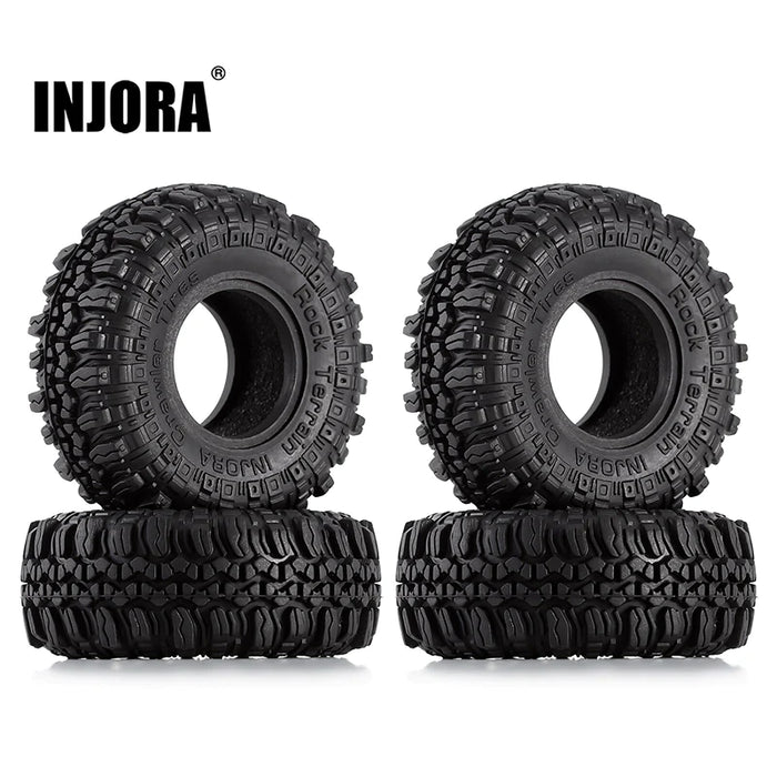 YQT-1005 Injora 1.0" 56*22mm S5 Soft Rubber Rock Terrain Tires For 1/24 RC Crawlers (4)
