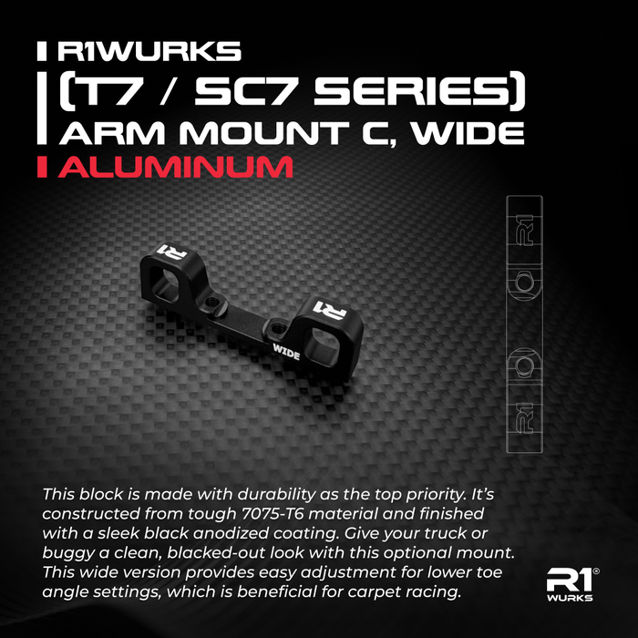 900284 R1WURKS (B7.1 / T7 / SC7 Series) Arm Mount C, Wide, Aluminum