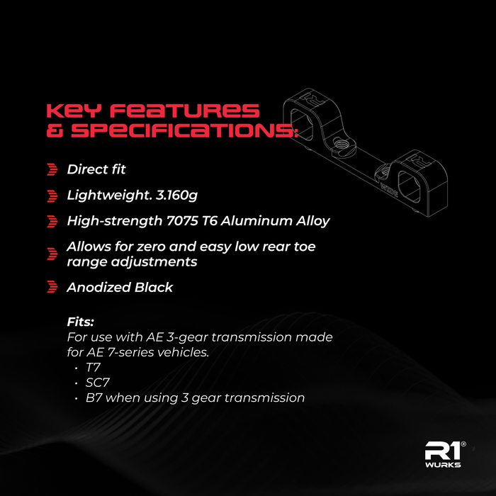 900284 R1WURKS (B7.1 / T7 / SC7 Series) Arm Mount C, Wide, Aluminum