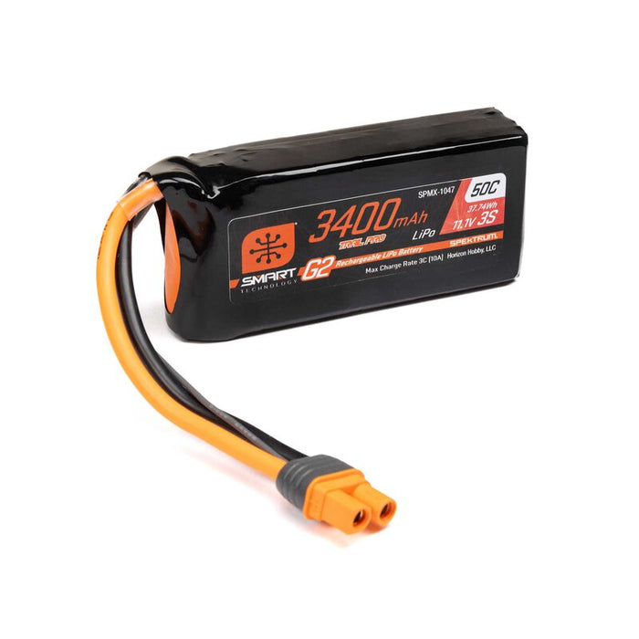 SPMX-1047 Spektrum 11.1V 3400mAh 3S 50C Smart G2 Trail Pro LiPo Battery: IC3