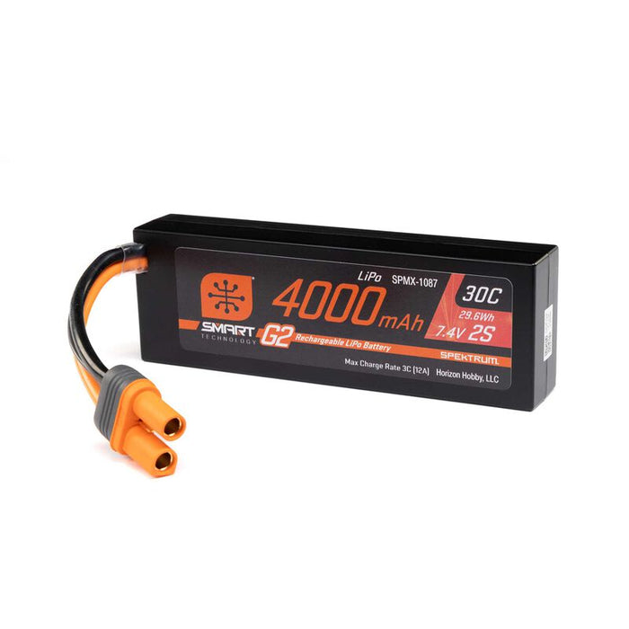 SPMX-1087 Spektrum 7.4V 4000mAh 2S 30C Smart G2 Hardcase LiPo Battery: IC5