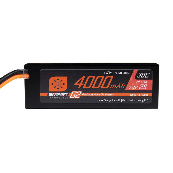 SPMX-1087 Spektrum 7.4V 4000mAh 2S 30C Smart G2 Hardcase LiPo Battery: IC5