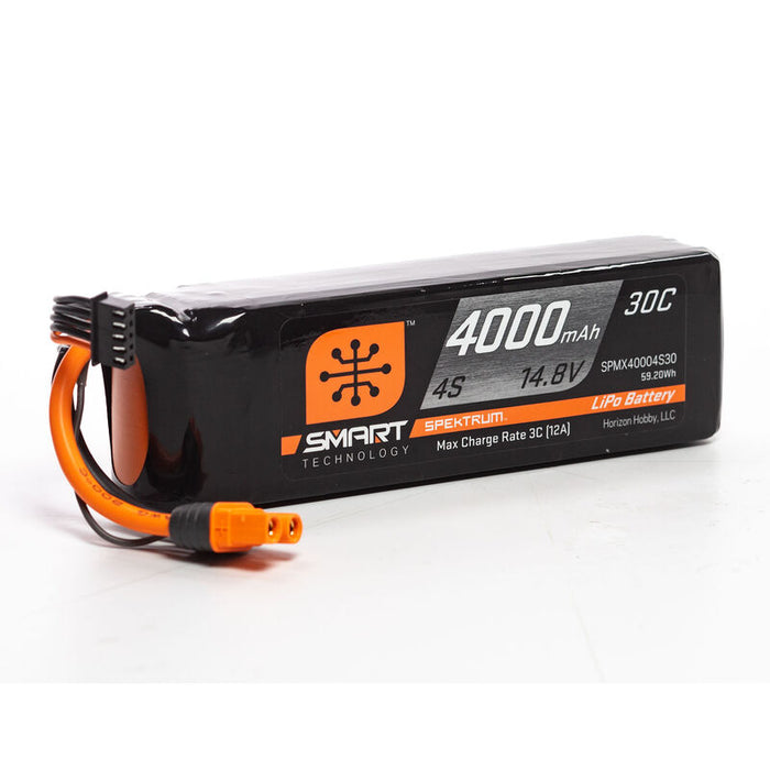 SPMX40004S30 Spektrum 14.8V 4000mAh 4S 30C Smart LiPo Battery: IC3