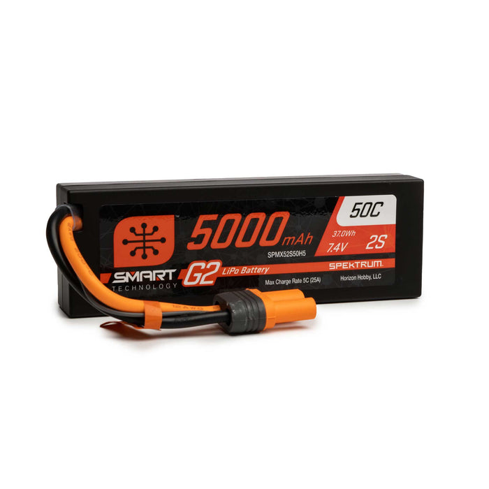 SPMX52S50H5 - Spektrum 7.4V 5000mAh 2S 50C Smart G2 Hardcase LiPo Battery: IC5