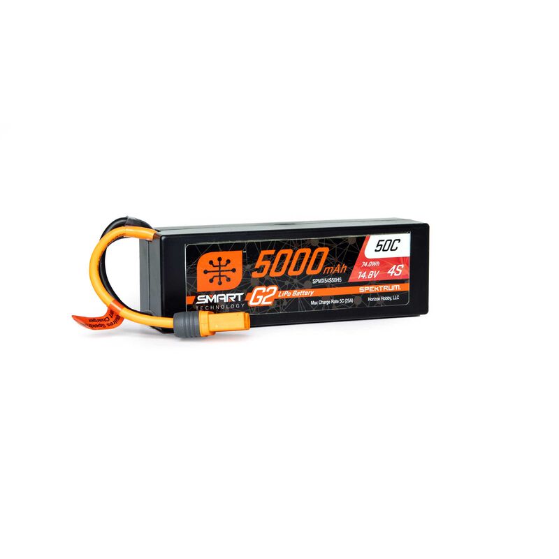 SPMX54S50H5 Spektrum 14.8V 5000mAh 4S 50C Smart G2 Hardcase LiPo Battery: IC5