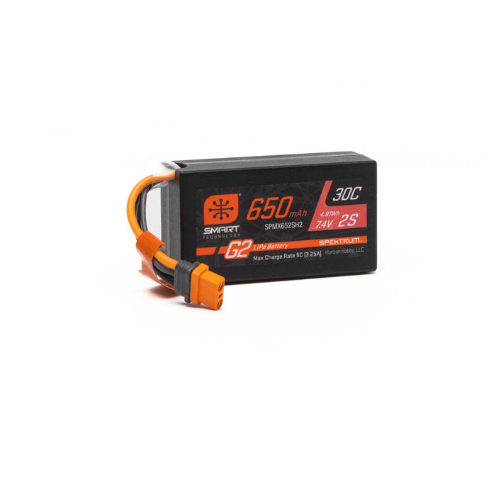 SPMX652SH2 Spektrum 7.4V 650mAh 2S Smart G2 Hardcase 30C LiPo: IC2
