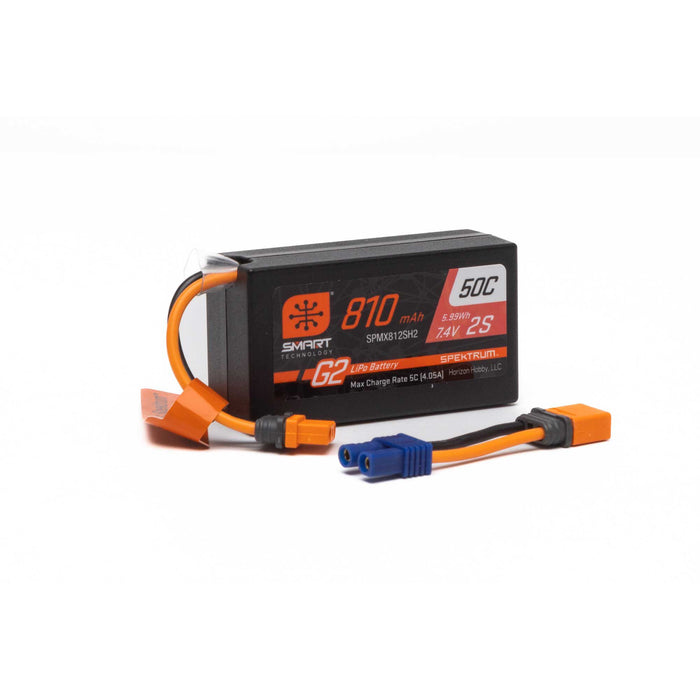 SPMX812SH2 Spektrum 7.4V 810mAh 2S Smart G2 50C LiPo: IC2