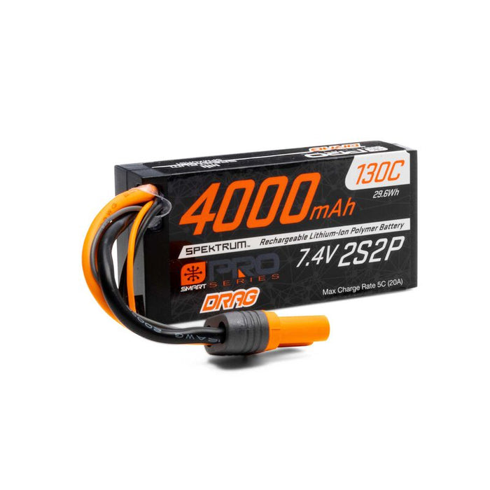 SPMXDRB1 Spektrum 7.4V 4000mAh 2S 130C Smart No Prep Drag LiPo Battery: IC5