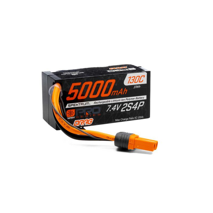 SPMXDRB2 Spektrum 7.4V 5000mAh 2S 130C Smart No Prep Drag LiPo Battery: IC5