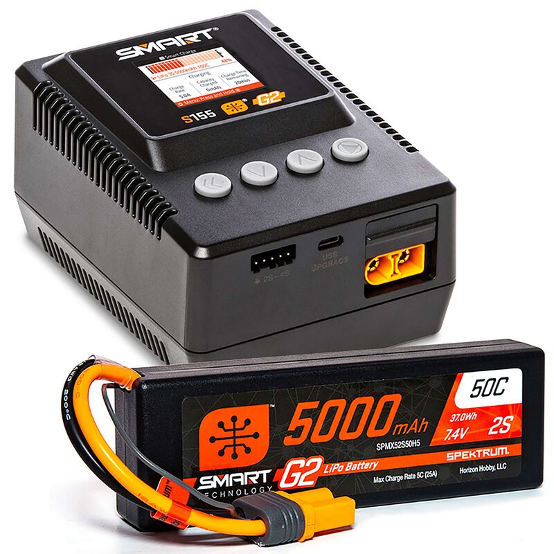 SPMXPSS200 - Spektrum Smart Powerstage: 5000mAh 2S LiPo & S155 Charger