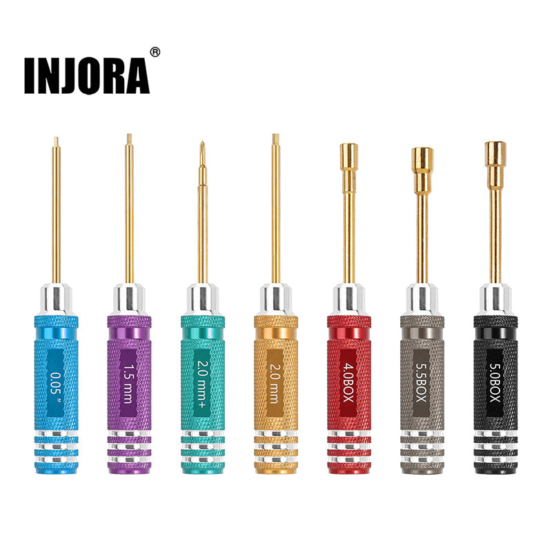 Tool-LSD46 INJORA 7 Colors Short Handle Hex Screwdriver Nut Driver Tool Kit For 1/18 1/24 RC Crawlers