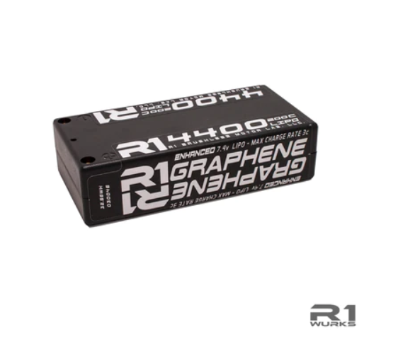 R1 Wurks 4400mah 200C 7.4V 2S Shorty LiPo Battery, Graphene