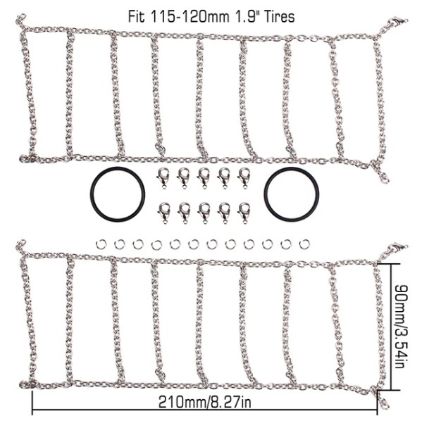 INJORA 2PCS Metal Snow Chain For 1.9 Inch 115-120mm RC Crawler Tires