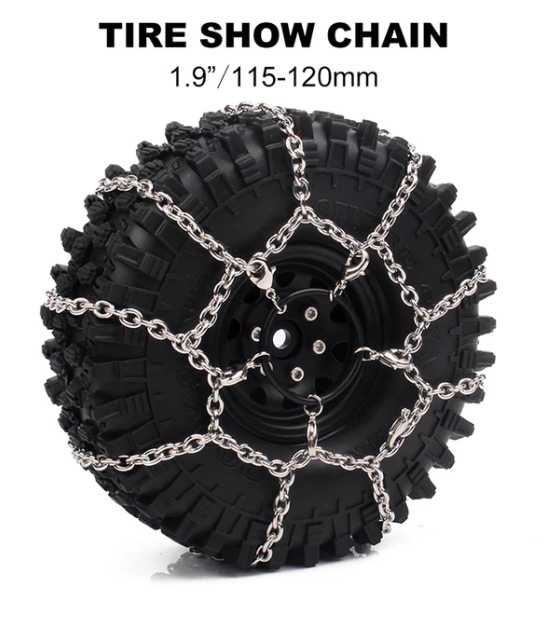 INJORA 2PCS Metal Snow Chain For 1.9 Inch 115-120mm RC Crawler Tires