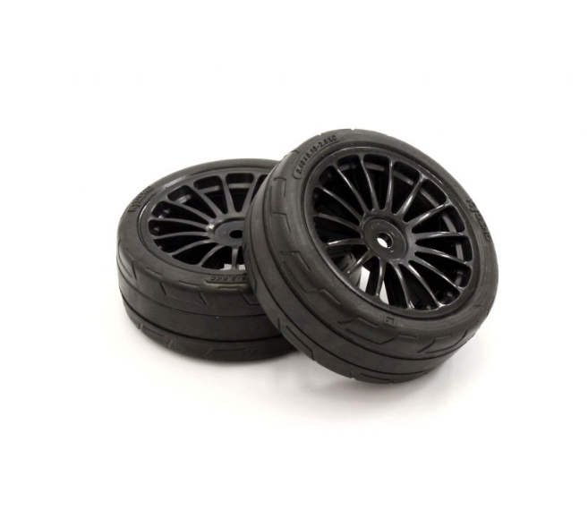 Kyosho FATH702BKM Premounted Tire FZ02(15-Spoke BK/M/2pcs)