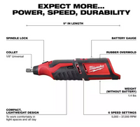 2460-20 Milwaukee M12 Fuel Rotary Tool (Tool Only)