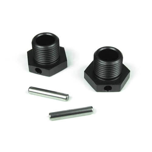 TKR5071 – Wheel Hubs (17mm, aluminum, gun metal anodized, w/pins, 2pcs)