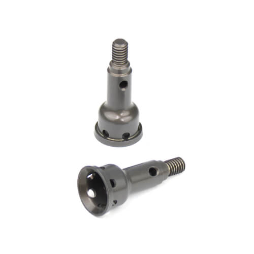 TKR6573FA – Aluminum Stub Axles (front, 7075, hard ano, EB410, 2pcs)
