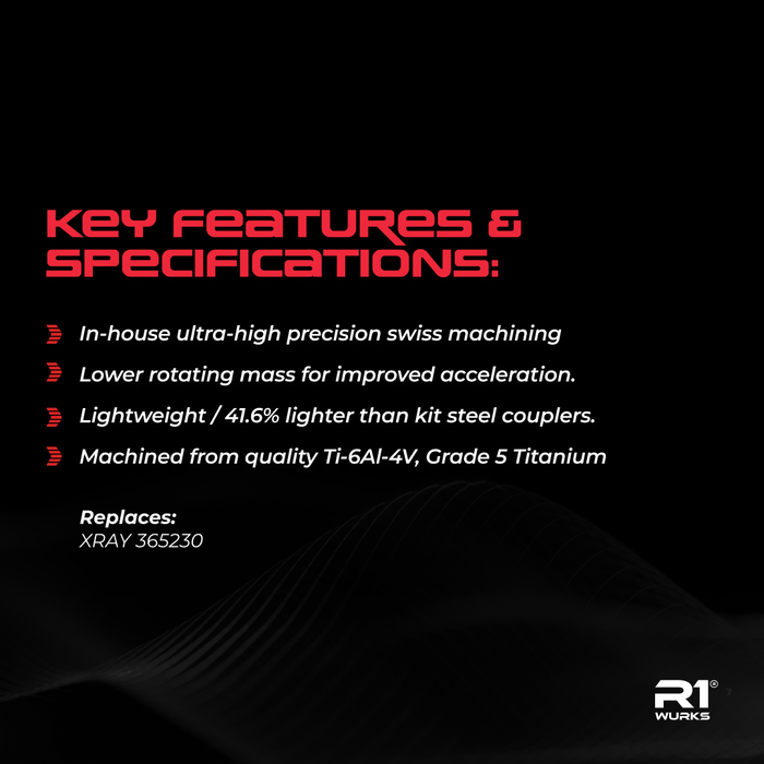 900249 R1 Wurks Fits XB2/XB4 Drive Shaft Coupling, Titanium