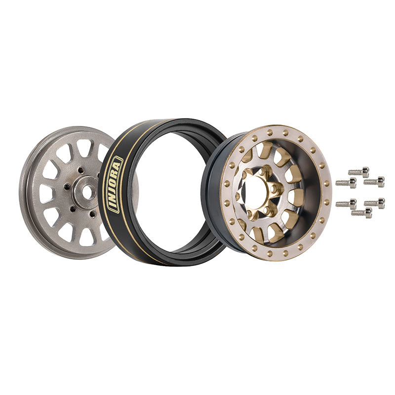 YQT-1101GL INJORA 1.0 Plus 12-Spoke Brass Beadlock Wheels 42g/pcs offset -3.75mm for 1/18 1/24 RC Crawler (4)