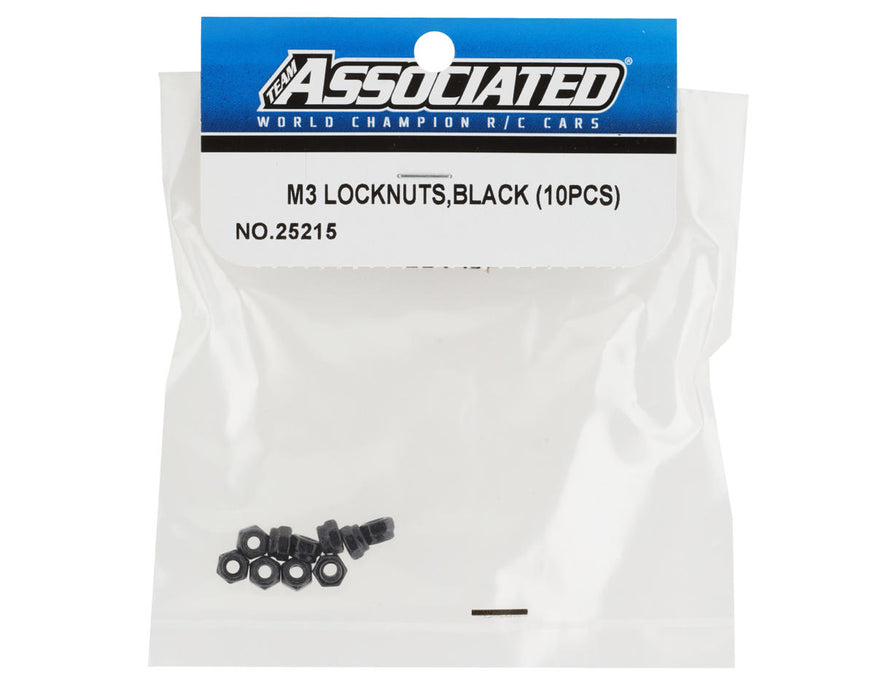 25215 Team Associated M3 Locknuts, Black (10)