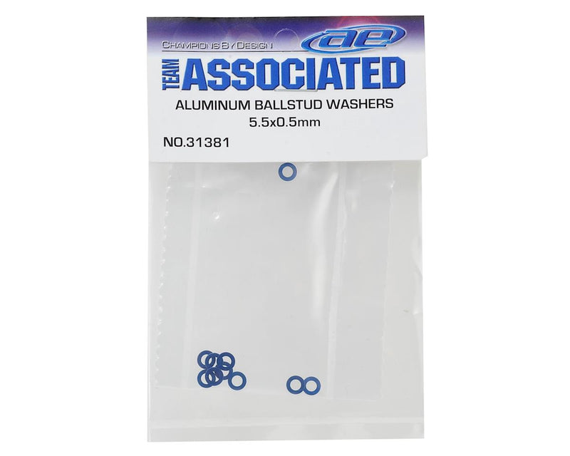 31381 Team Associated 5.5x0.5mm Aluminum Ball Stud Washer (Blue) (10)