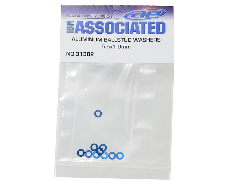 31382 Team Associated 5.5x1.0mm Aluminum Ball Stud Washer (Blue) (10)