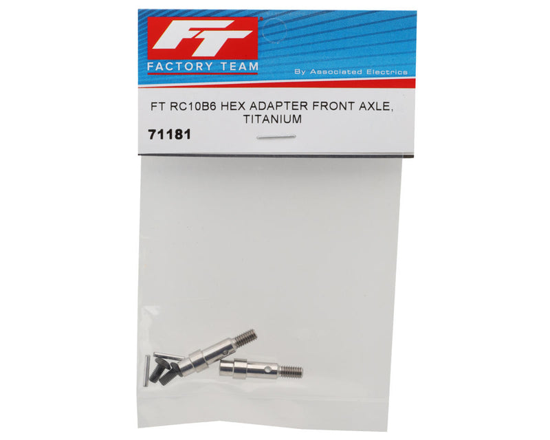 71181 Associated RC10B6 Hex Adapter Front Axle, Titanium