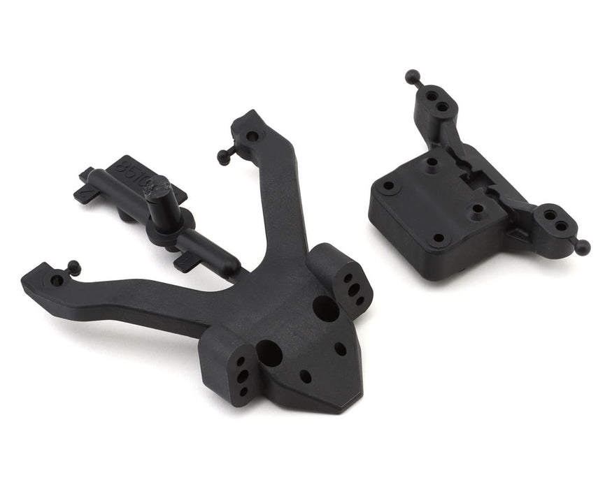 71183 Team Associated RC10B6.4 Front Top Plate and Ballstud Mount, Angled, Carbon