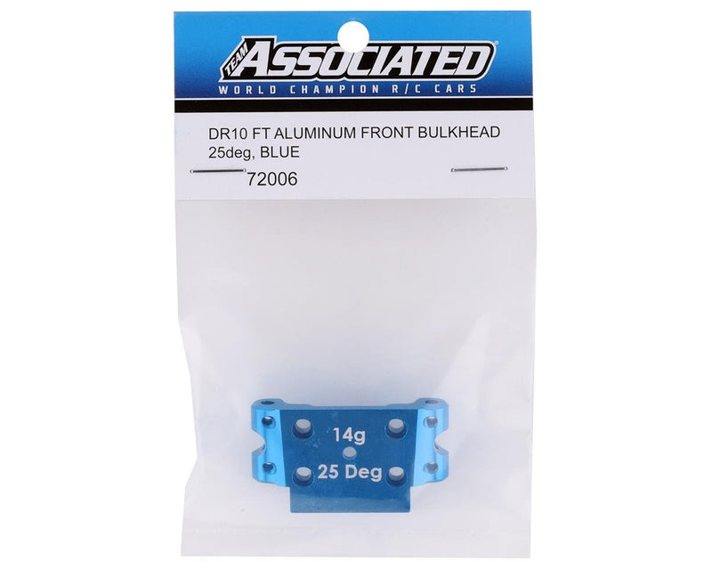 72006 Team Associated DR10/SR10 Factory Team Aluminum Front Bulkhead (Blue) (25°)