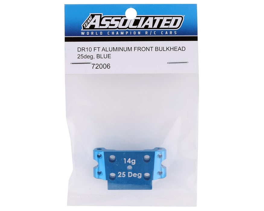 72006 Team Associated DR10/SR10 Factory Team Aluminum Front Bulkhead (Blue) (25°)