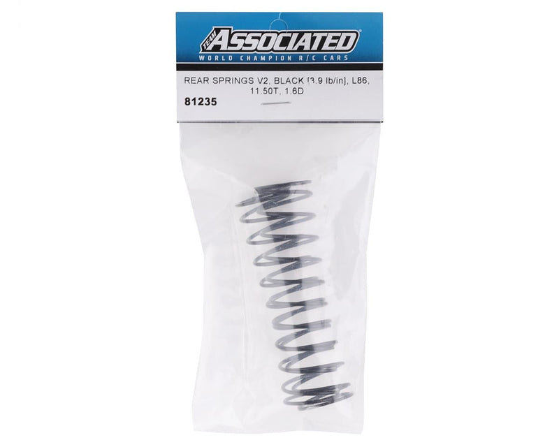 81235 Team Associated RC8B Rear V2 Shock Spring Set (Black - 3.9lb/in) (2)