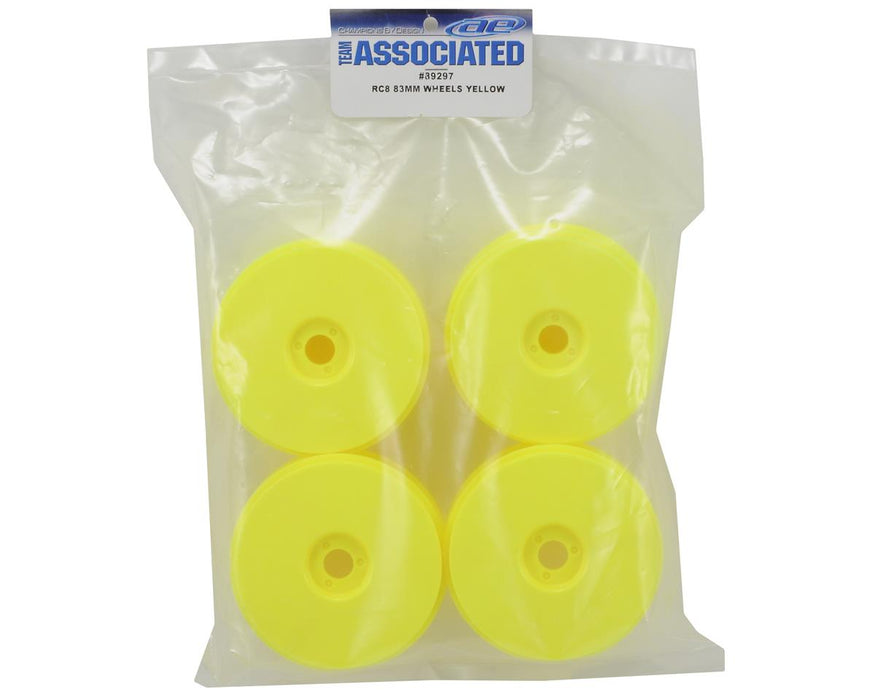 89297 Team Associated 1/8 Buggy Front/Rear 2.8 Wheels, 83mm, Yellow (4): RC8