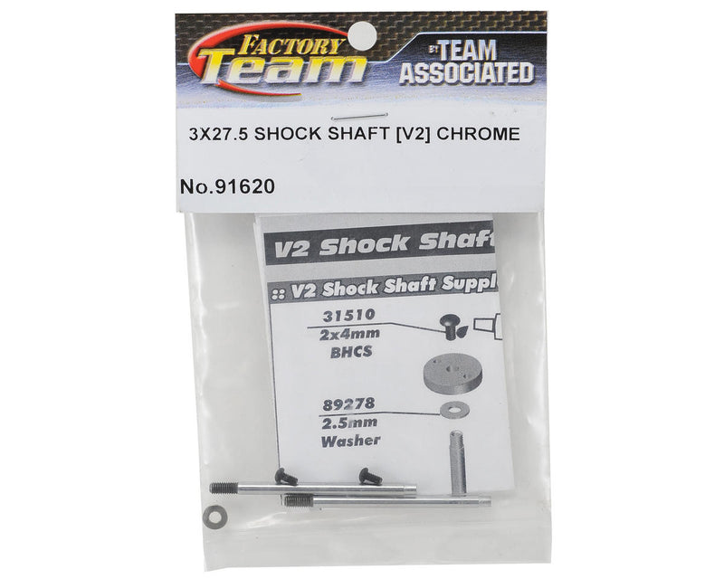 91620 Team Associated 3x27.5mm V2 Chrome Screw Mount Shock Shaft (2)