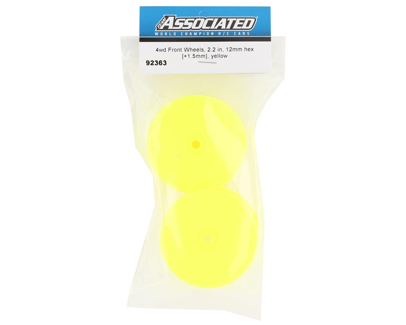 92363 Team Associated 12mm Hex 2.2 4WD Front +1.5mm Buggy Wheels (2) (B74) (Yellow)