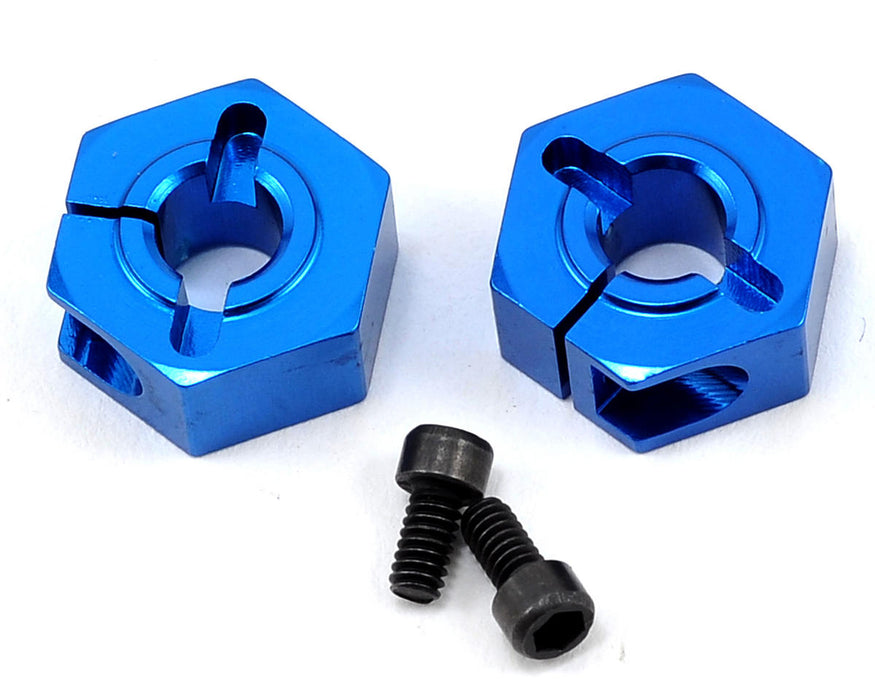9893 Team Associated 12mm Aluminum Front Clamping Wheel Hex Set (Blue) (2)