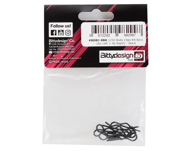 BDBC-8BK Bittydesign 1/10 Body Clips (Black)