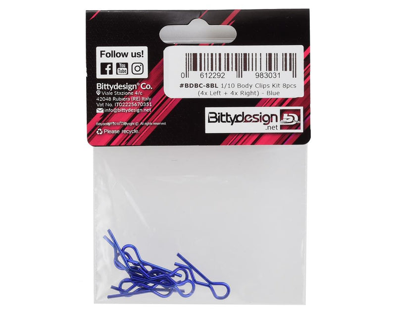 BDBC-8BL Bittydesign 1/10 Body Clips (Blue)