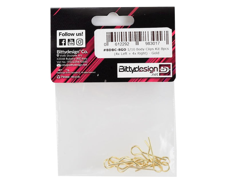 BDBC-8GO Bittydesign 1/10 Body Clips (Gold)