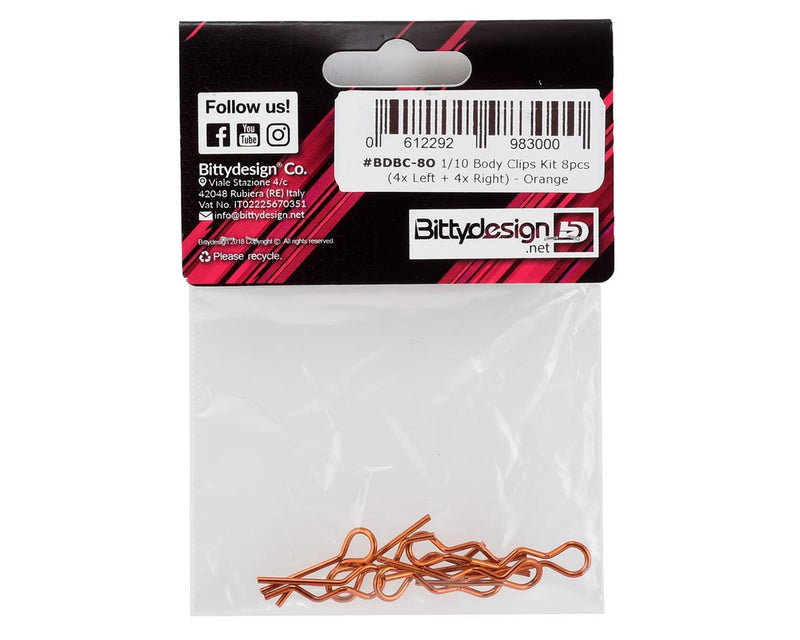 BDBC-8O Bittydesign 1/10 Body Clips (Orange)