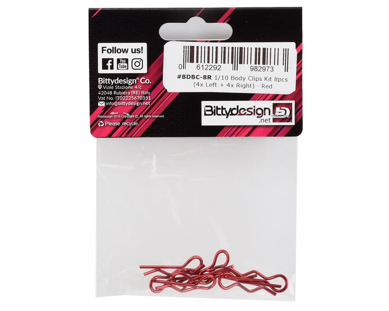 BDBC-8R Bittydesign 1/10 Body Clips (Red)