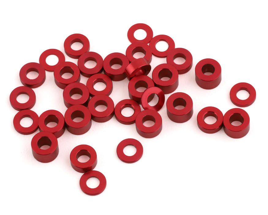 Team Brood 3x6mm 6061 Aluminum Ball Stud Washer Full Kit (Red) (32) TBR-6061BSWFKITR